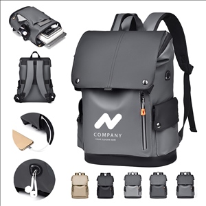 Waterproof PU Leather Laptop Backpack